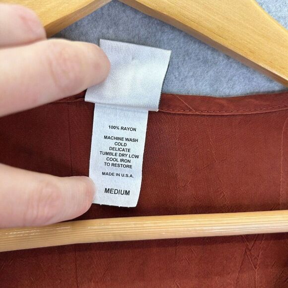 CTC Carol Turner Collection Size Medium Rayon Blouse‎ USA Burnt Orange Top Shirt - Picture 4 of 10